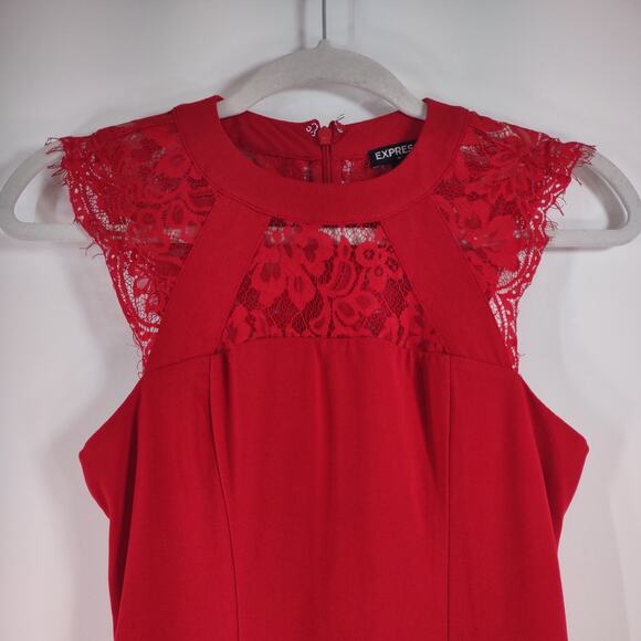 Express Red Dress with Lace, Size 0 - Picture 4 of 9